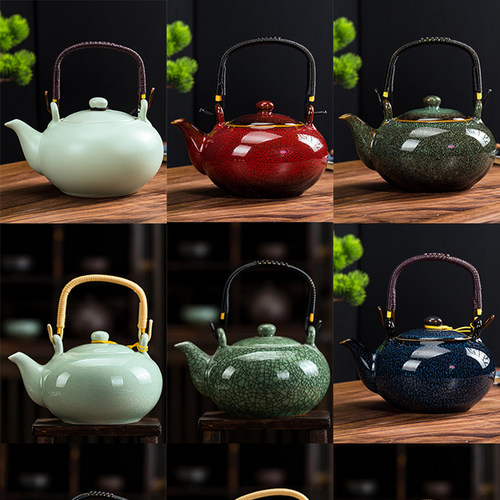提梁陶瓷老式茶壶家用茶水分离单壶冲茶耐高温养生泡茶中式凉水壶 - 图2