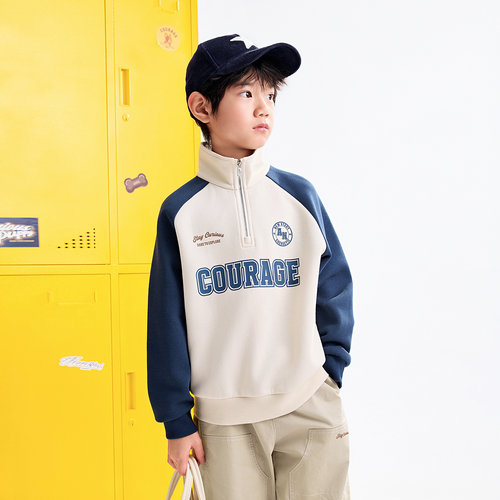 【商场同款】安奈儿童装男童长袖卫衣2025秋新款学院风AB531132 - 图1