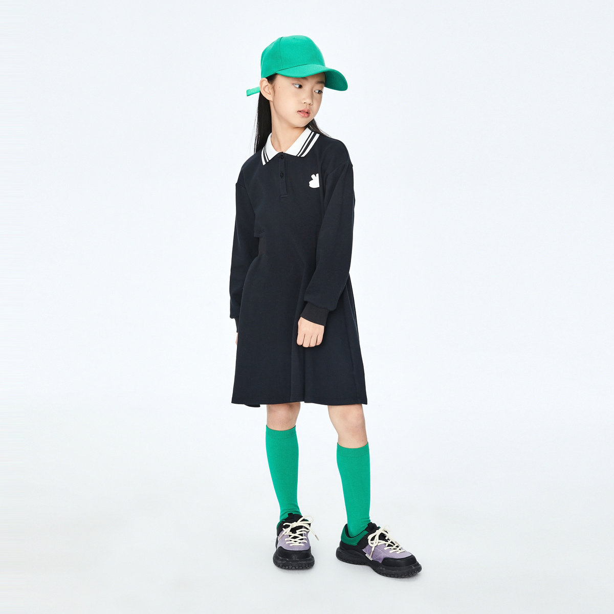 【商场同款】安奈儿女童装长袖连衣裙2023秋新款A字裙子AG333623