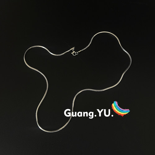 GuangYu简约气质银色蛇骨链男小众钛钢细项链女锁骨链百搭素链子 - 图2