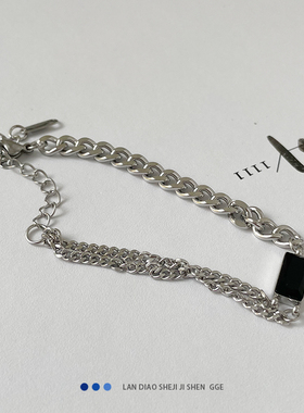 小众双层钛钢学生情侣手链