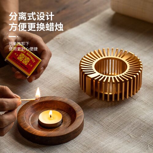 日式温茶炉套装蜡烛加热底座茶水保温煮茶温茶器烘茶提香器暖茶炉 - 图0