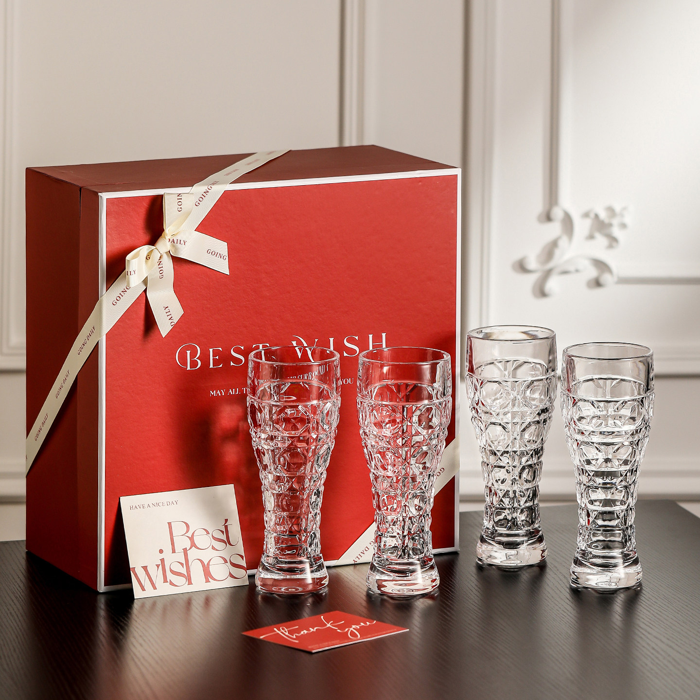 漫时光法式菱格纹啤酒杯套装水晶玻璃杯家用高级感扎啤杯乔迁礼物,淘宝优惠券,粉丝福利购,淘宝优惠卷