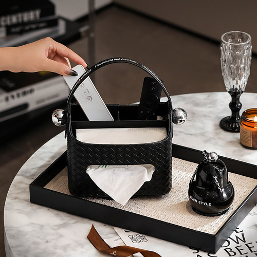 漫时光可旋转纸巾盒客厅轻奢高档纸抽盒桌面多功能创意茶几收纳盒 - 图1