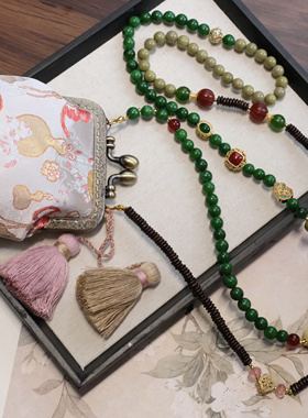 新中式国风长款斜挎包包链斜挎链背背链项链的复古纯手工气质配饰