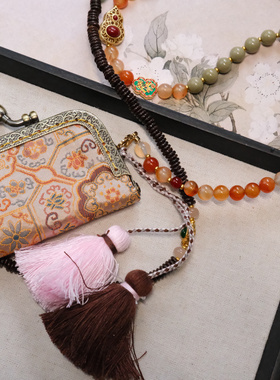 国风超美可斜挎背背链宋锦包包装饰手机链多戴项链国风装饰