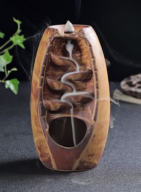 左右逢源蓝色款倒流香炉新款沉香檀香禅意茶道家用香炉创意摆件