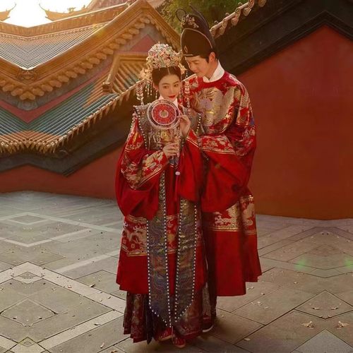 出租结婚汉服古装明制宋制唐制婚服新郎新娘礼服中式婚礼婚纱照拍 - 图3