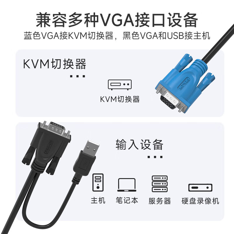 迈拓维矩（MT-viki）kvm切换器单调头连接线usb+vga单吊头线迈拓 - 图1