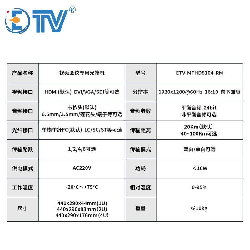 翌特视讯（ETV）视频会议专用光端机LM8HD8A会议室高清音视频单/ - 图1