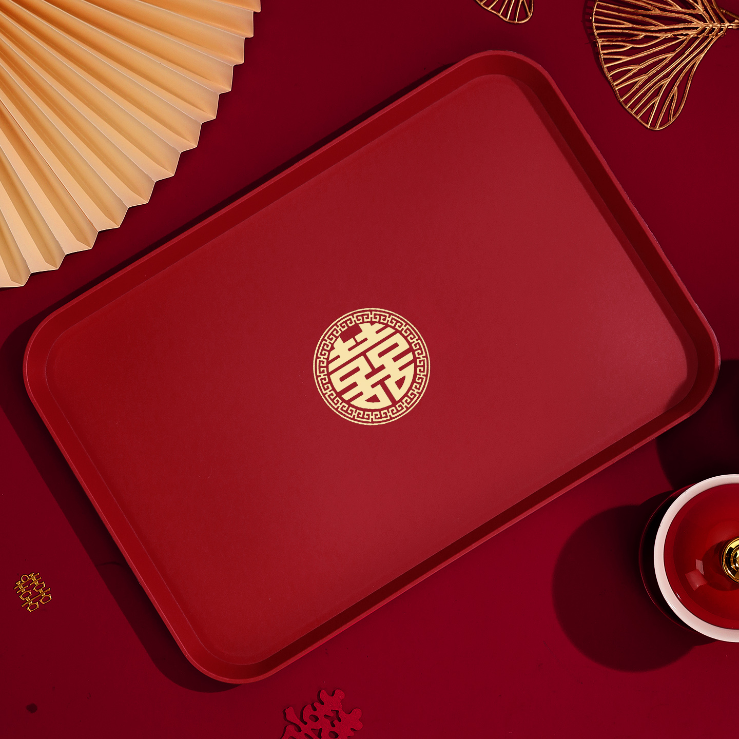 托盘结婚专用果盘婚礼喜糖盘红色喜盘子订婚备婚敬茶婚庆用品大全 - 图0