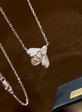 欧美轻奢小蜜蜂项链通体925纯银动物翅膀吊坠锁骨链女珠宝级精工