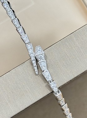 时尚蛇形满钻手链女S925纯银蛇头高碳钻蛇骨手镯高级感高品质复古