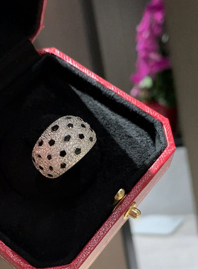 满钻斑点豹纹戒指女宽戒通体925纯银重工打造擦拭优雅奢华首饰