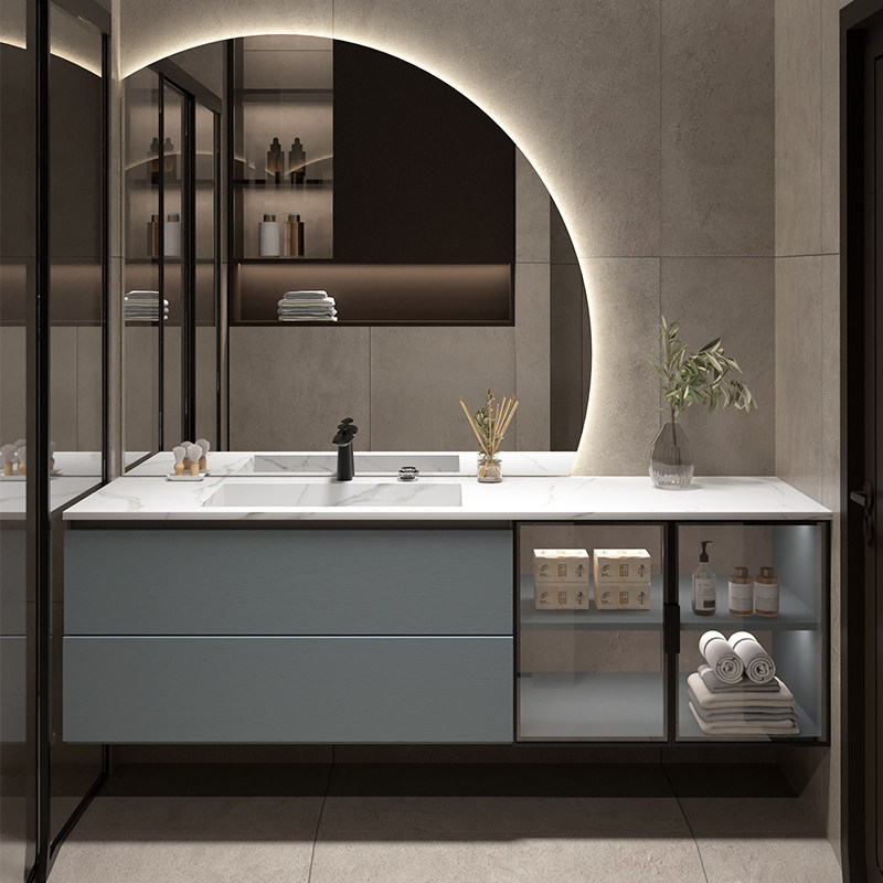 法安思岩板一体盆现代洗手台盆柜 法安思卡威德朗浴室柜组合