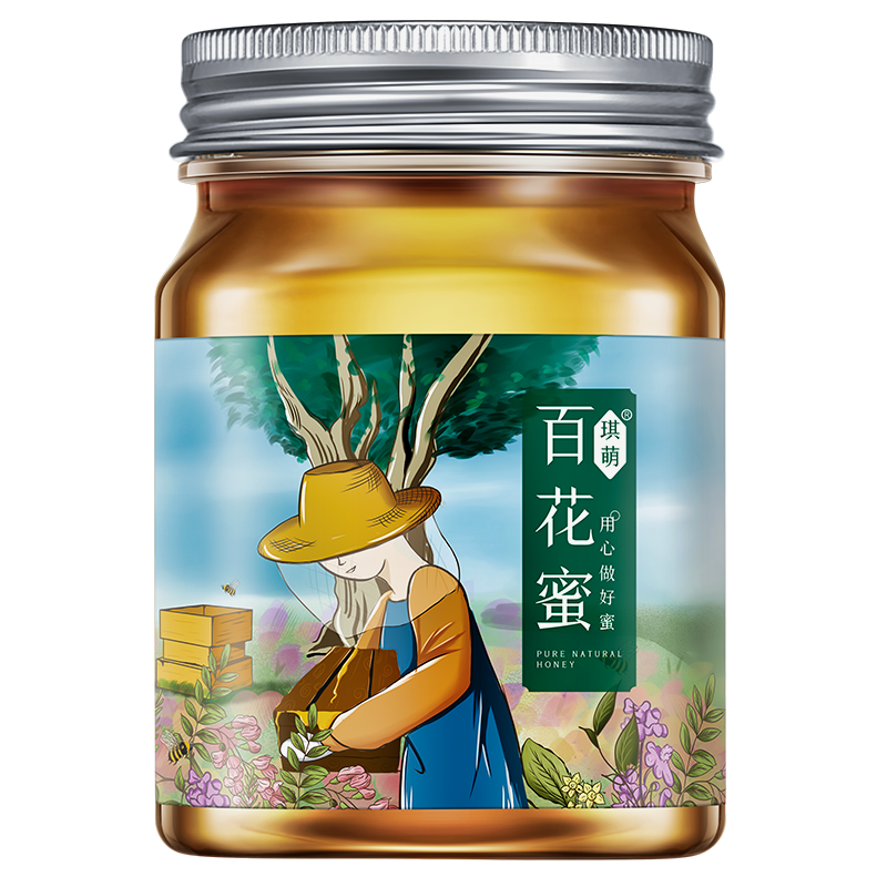 琪萌食品旗舰店百花蜂蜜农家自产纯正天然无添加正宗成熟深山野生蜂巢小瓶土蜂蜜1