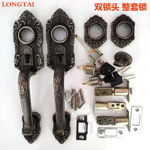 铝合金门锁罗普斯金门锁拉手锁两舌老式大门锁青古铜门锁通用型 - 图2