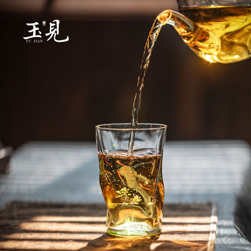 北大史玉见新款玻璃绿茶杯景德镇手绘防烫茶杯家用送礼纯手工水杯,淘宝优惠券,粉丝福利购,淘宝优惠卷