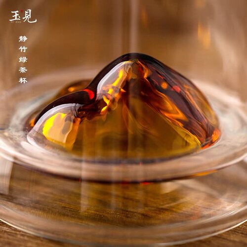 北大史玉见静竹观山双层竹节绿茶杯家用轻奢高硼硅泡茶杯办公杯 - 图2
