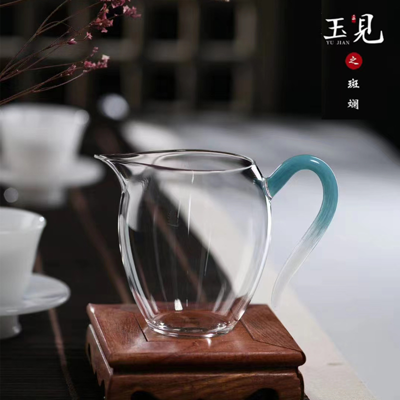 北大史玉见高端玻璃公道杯耐热透明日式分茶器彩把鹰嘴匀杯茶具