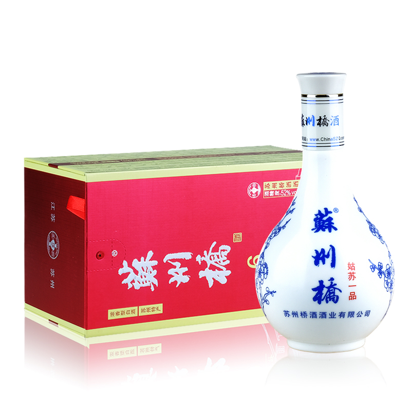 苏州桥姑苏一品浓香型白酒 52度固态法粮食酿造酒整箱装500mL*6瓶