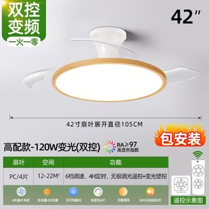 波西米亚餐厅风扇灯2025新款超薄主卧室灯吊扇吸顶灯具原木色护眼