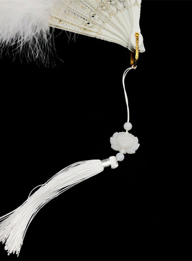 蕾丝扇新款古典折扇网红复古风舞蹈旗袍走秀宫廷扇仙气羽毛扇