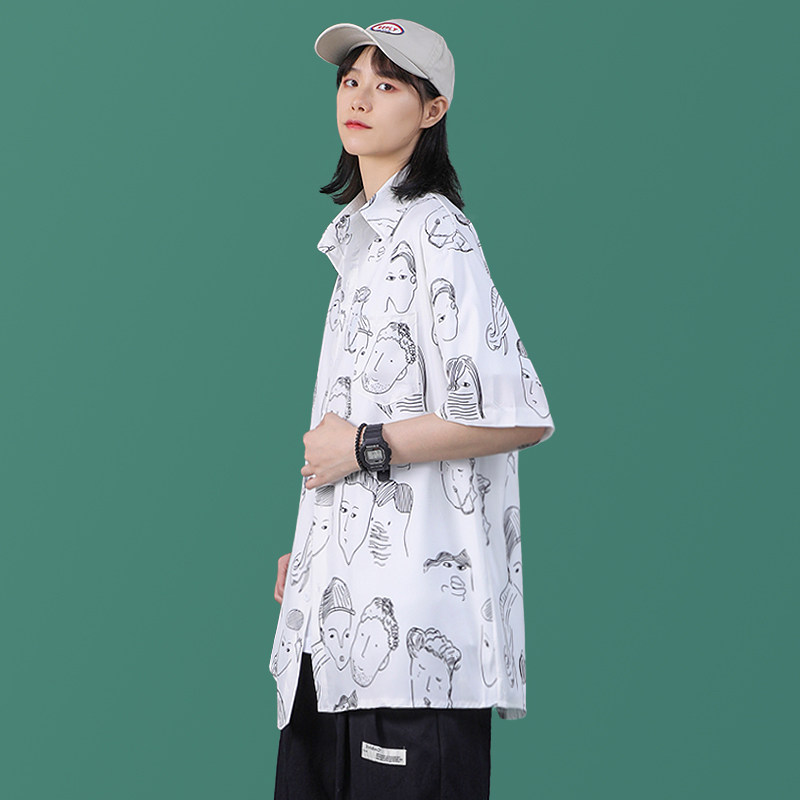 夏季盐系短袖港风宽松女装日系衬衫 自然涩衬衫