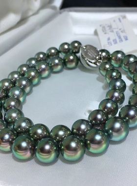 极光镜面日本证书孔雀绿项链