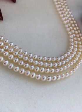 mini日本珍珠粉色极光镜面项链