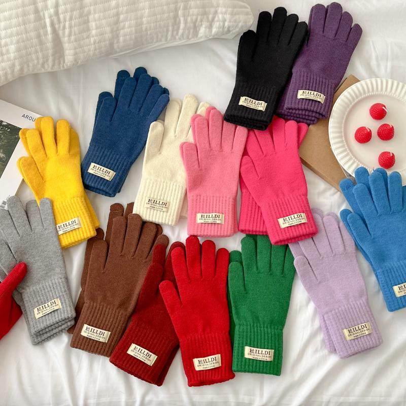 韩系软糯可触屏羊毛混纺手套女冬季保暖毛线针织骑行防寒手套百搭,淘宝优惠券,粉丝福利购,淘宝优惠卷