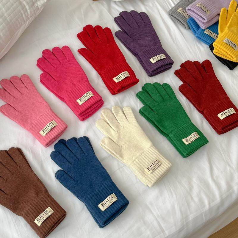 韩系软糯可触屏羊毛混纺手套女冬季保暖毛线针织骑行防寒手套百搭,淘宝优惠券,粉丝福利购,淘宝优惠卷