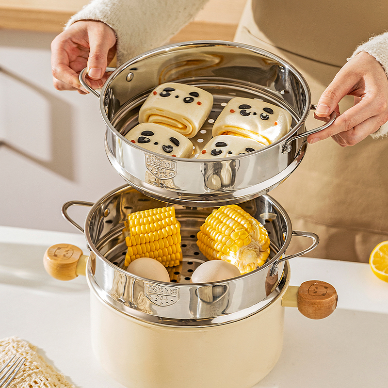 摩登主妇蒸笼家用食品级304不锈钢蒸格汤锅奶锅万能通用蒸屉篦子 - 图1