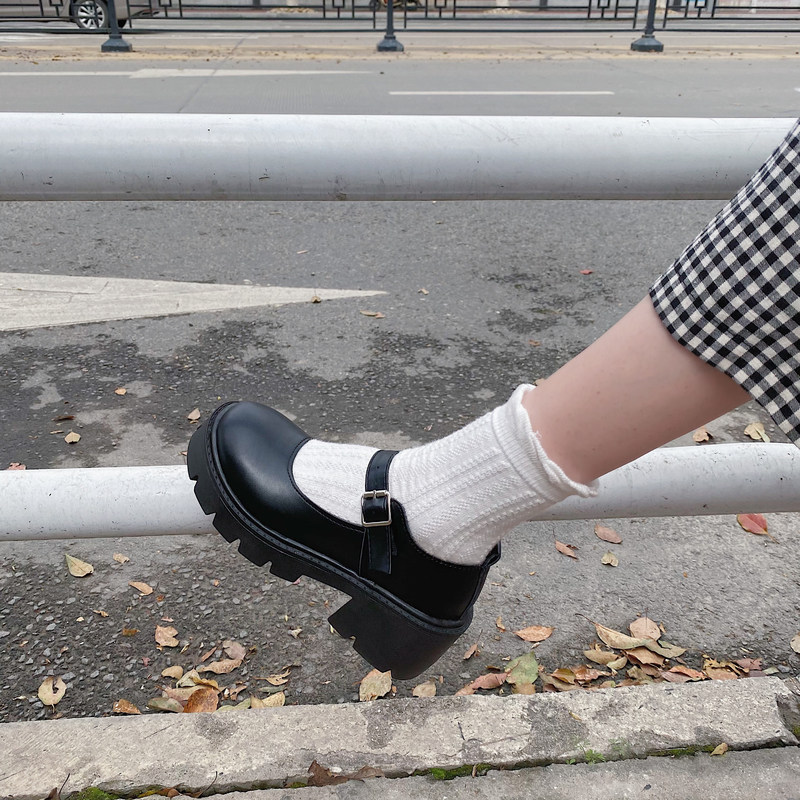 可爱萝莉塔的哥特风厚底玛丽珍鞋辣妹夏天jk鞋子夏季增高跟lolita