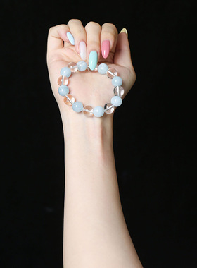 灵机生活馆海蓝宝粉晶手链