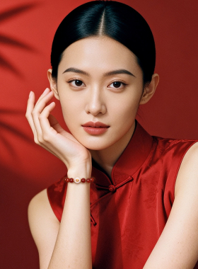 灵机2027羊年灵珑三合玛瑙生肖手链属牛狗鼠麦玲玲本命年太岁手串