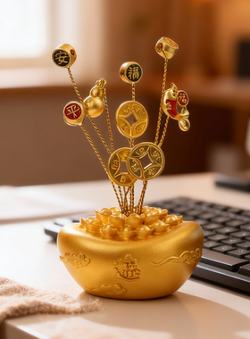 灵机麦玲玲「福气临门」福袋发米树摆件财神幸运物家居办公室招米