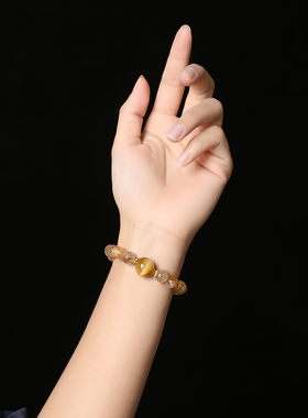 灵机麦玲玲「金运升腾」黄塔晶金发晶金虎眼手链高颜值送礼新款