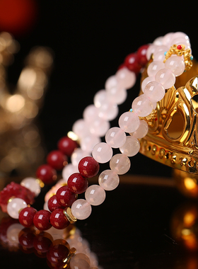 「桃花缘起」粉水晶紫金砂手链