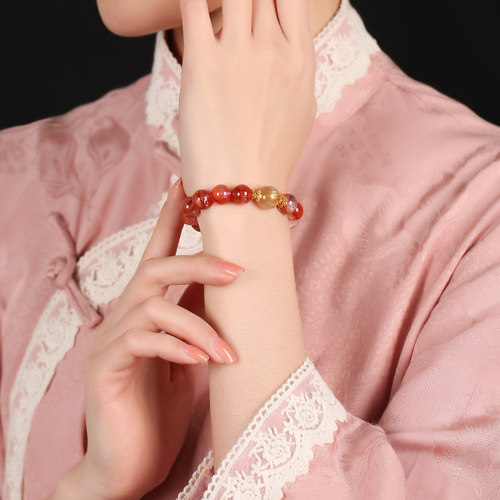 灵机麦玲玲红胶花钱源滚滚手链鸿运当头金富自来金发晶手串 - 图2