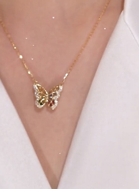 轻奢满钻蝴蝶项链女女
