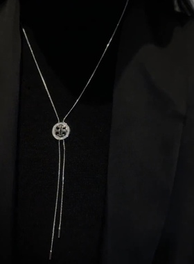 秋冬冷淡风镶钻金属抽拉钱袋项链