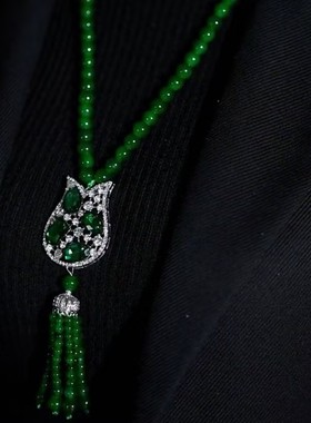 绿色郁金香毛衣链女潮