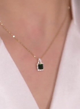 小众设计绿水晶项链女