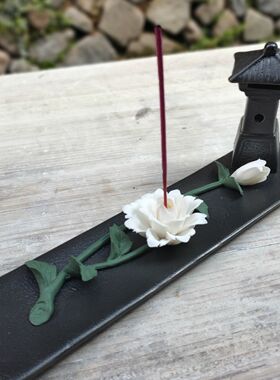 禅意中式创意陶瓷香插家用佛具香薰炉线香卧点插香器台座香道托盘