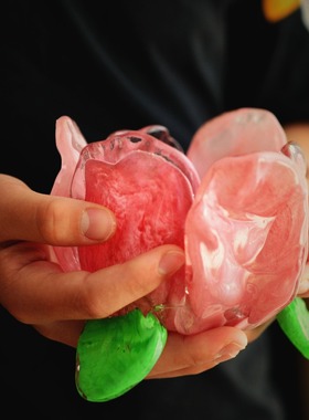 手工制作美式单瓣花朵6瓣法式玻璃蜡烛收纳佛台供奉客厅家居摆件