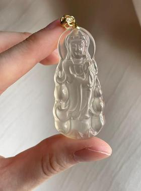 高冰观音吊坠冰种白玉髓