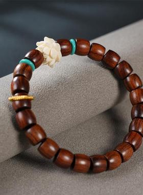 2026直切黑花梨手串女盘玩DIY莲花小跑环森系学生复古文玩佛珠手