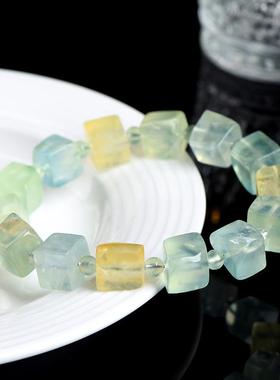 2026久雅水晶 天然多彩葡萄石方糖手链 多宝葡萄石方型手串 厂家