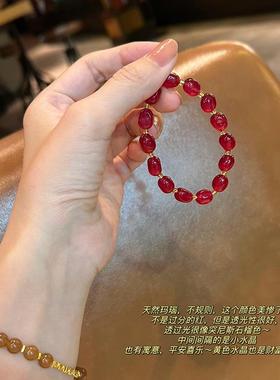 2026蜜蜂妈手作 不规则天然红色玛瑙手串女款高级感新年转运手链